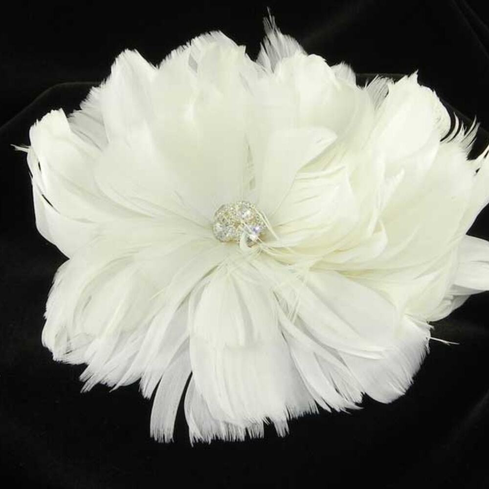 GUY CARSONE Hair Comb Headpiece Feathers Swarovski Crystals FG09